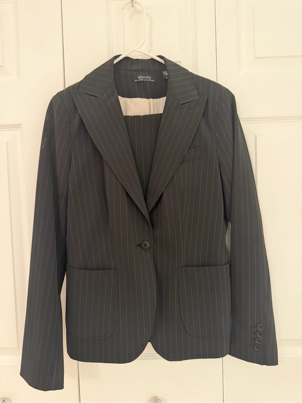 Lord & Taylor Black Pinstripe Single-Button Blazer